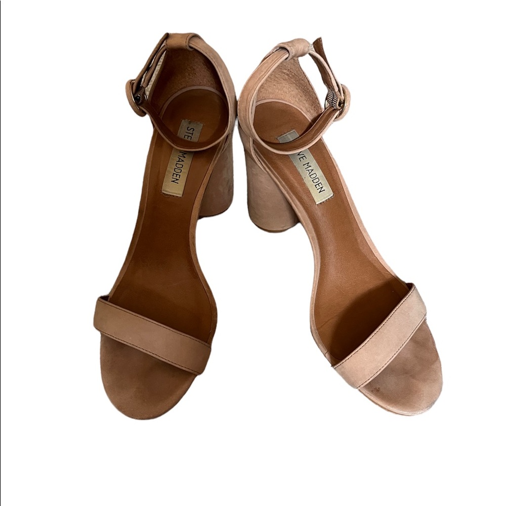 Steve Madden suede leather oval block heels adjustable ankle strap size 7